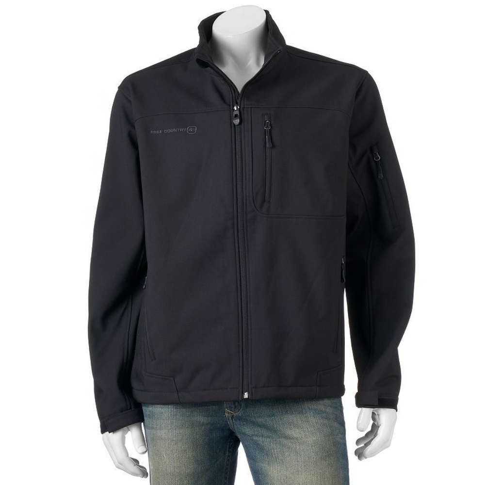 Free Country Coat Black Size S Men's Cubic Dobby Softshell New with Tags